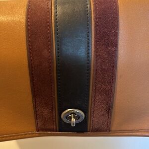 Coach British tan with suede and black detailing petite purse